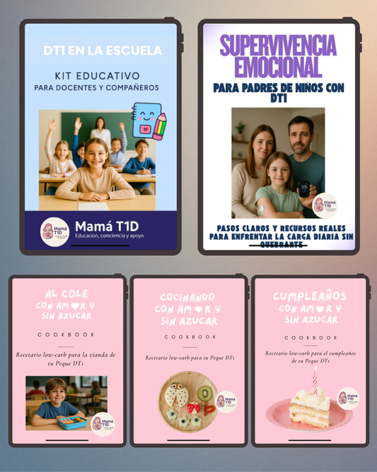 21. Pack Total DT1: 3 Recetarios + Kit Escuela + Manual Supervivencia Emocional - Español